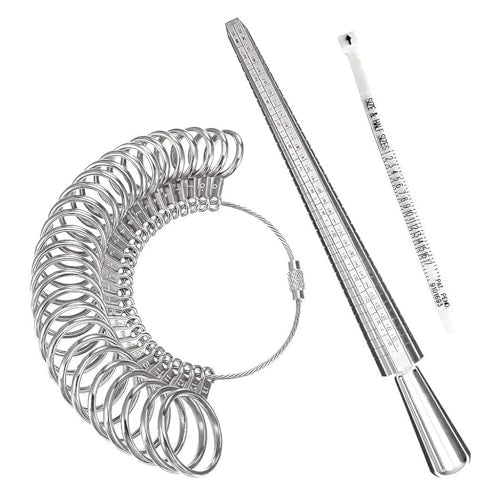 HASTHIP 3Pcs Ring Sizer Measuring Tool Set, Ring Gauges with Finger Sizer Mandrels Ring Sizer Sticks for Jewelry Making HASTHIP 3Pcs Ring Sizer Measuring Tool Set, Ring Gauges with Finger Sizer Mandrels Ring Sizer Sticks for Jewelry Making